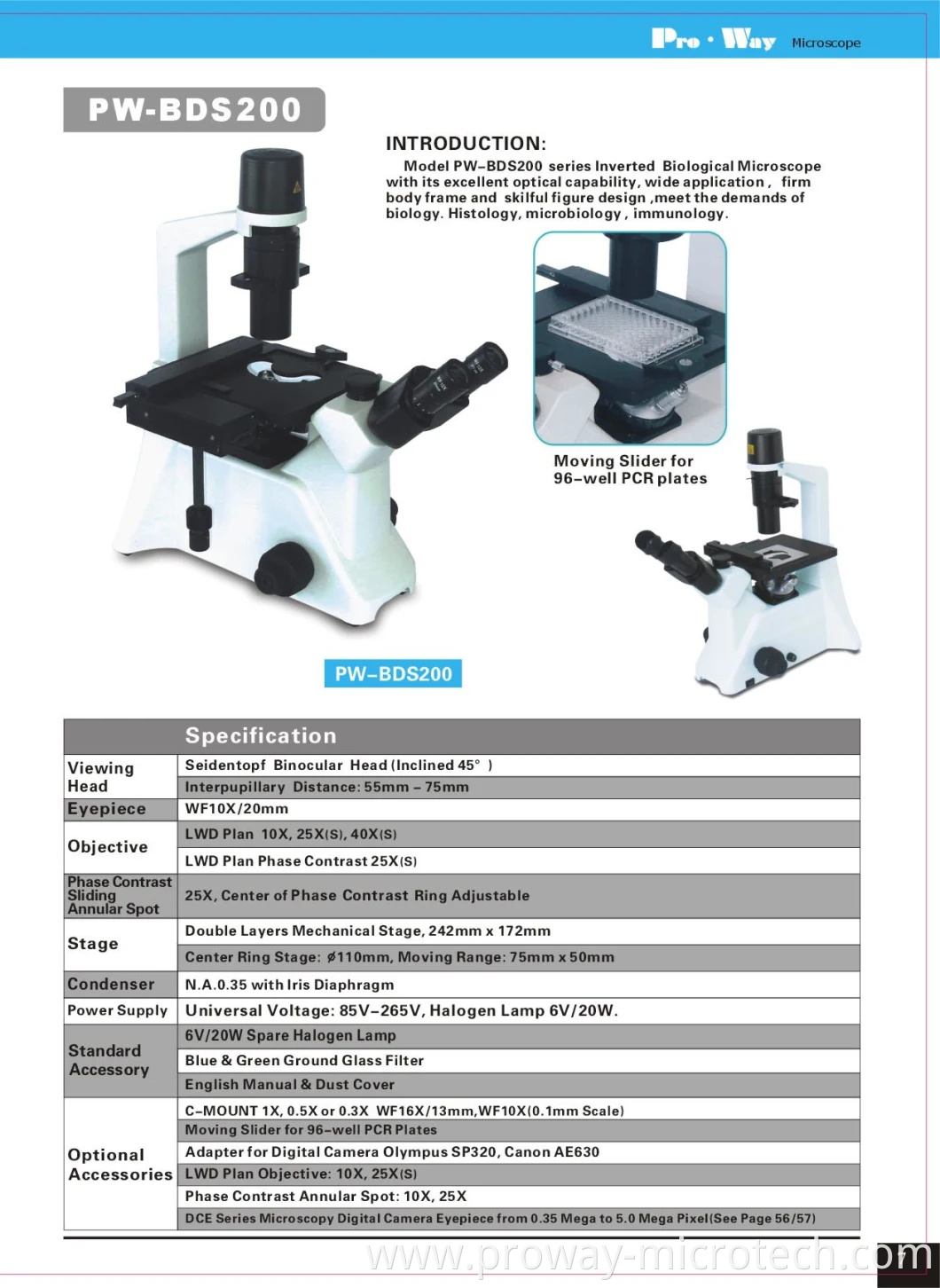 Professional Inverted Biological Microscope (PW-BDS200)